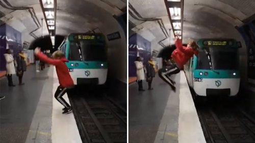 Κυνηγός της αδρεναλίνης κάνει ανάποδα σάλτα μπροστά από… διερχόμενα τρένα