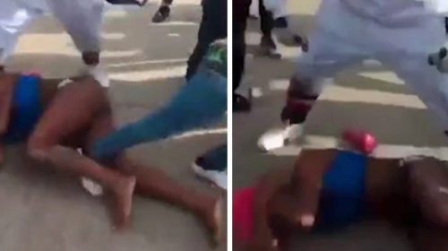 Σκληρό βίντεο με διεμφυλική γυναίκα που τη γρονθοκοπούν και την κλωτσούν στη μέση του δρόμου